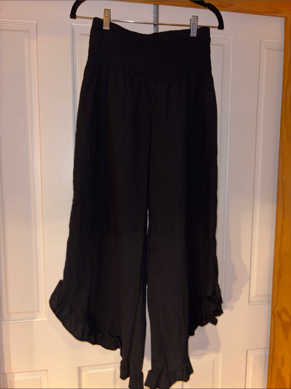 SHEIN Black Smocked Elastic Waist Pants